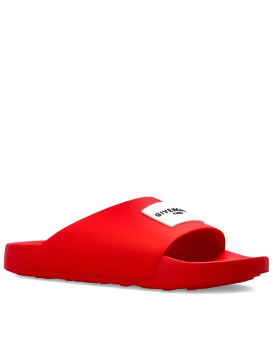 26SS 지방시 러버 라벨 슬라이드 뮬 BH302MH1XL Red - GIVENCHY
