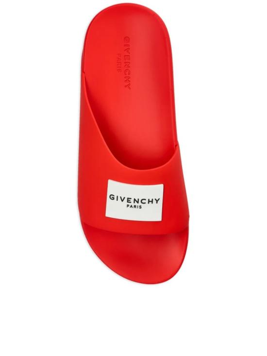 26SS 지방시 러버 라벨 슬라이드 뮬 BH302MH1XL Red - GIVENCHY