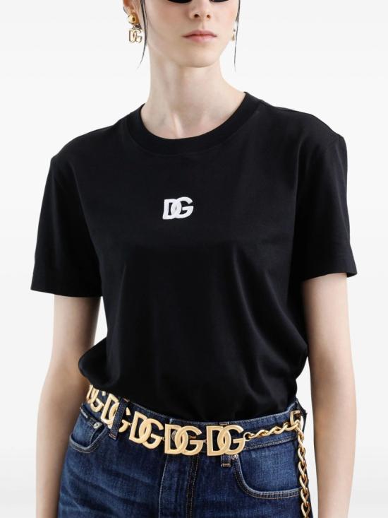  돌체앤가바나 DG 로고 자수 저지 티셔츠 F8V42Z GDCYE Black - DOLCE & GABBANA