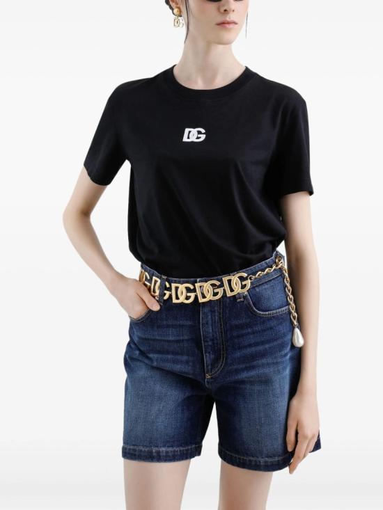  돌체앤가바나 DG 로고 자수 저지 티셔츠 F8V42Z GDCYE Black - DOLCE & GABBANA
