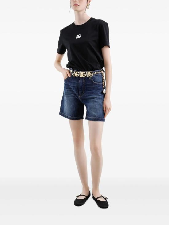  돌체앤가바나 DG 로고 자수 저지 티셔츠 F8V42Z GDCYE Black - DOLCE & GABBANA
