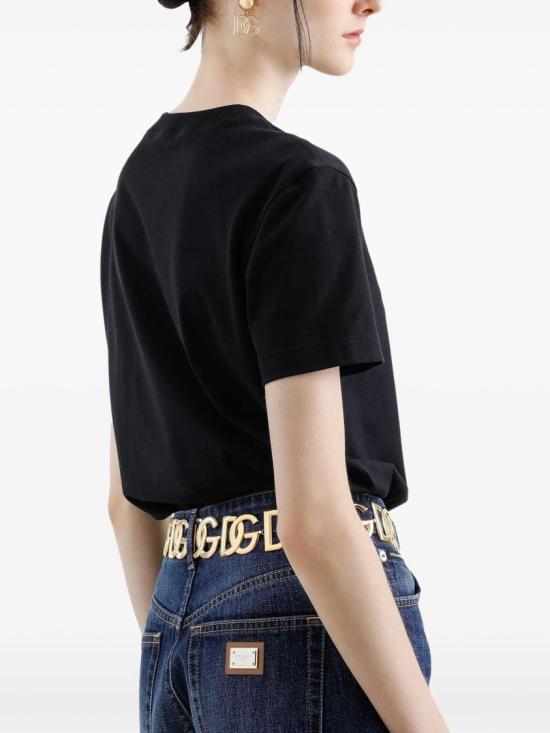 돌체앤가바나 DG 로고 자수 저지 티셔츠 F8V42Z GDCYE Black - DOLCE & GABBANA