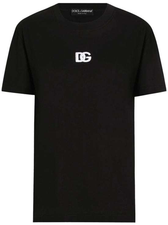  돌체앤가바나 DG 로고 자수 저지 티셔츠 F8V42Z GDCYE Black
