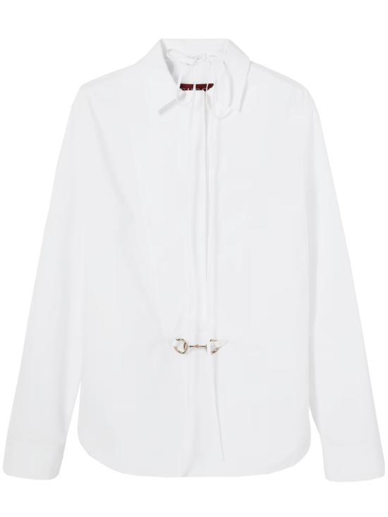 25FW 구찌 스빗 타이 넥 셔츠 831912 Z8B2P White