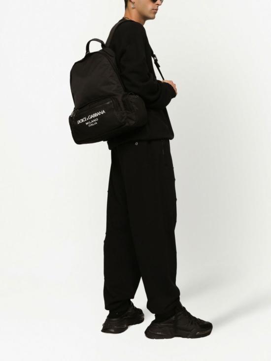  돌체앤가바나 러버라이즈드 로고 나일론 백팩 BM2197 AG182 Black - DOLCE & GABBANA