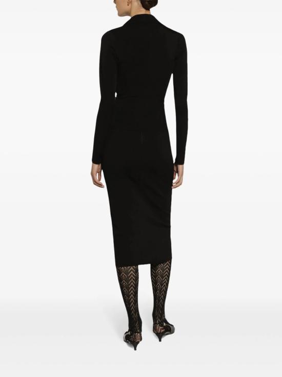  돌체앤가바나 스트레치 비스코스 니트 DG 로고 펜슬 스커트 FXO10T JFMEX Black - DOLCE & GABBANA