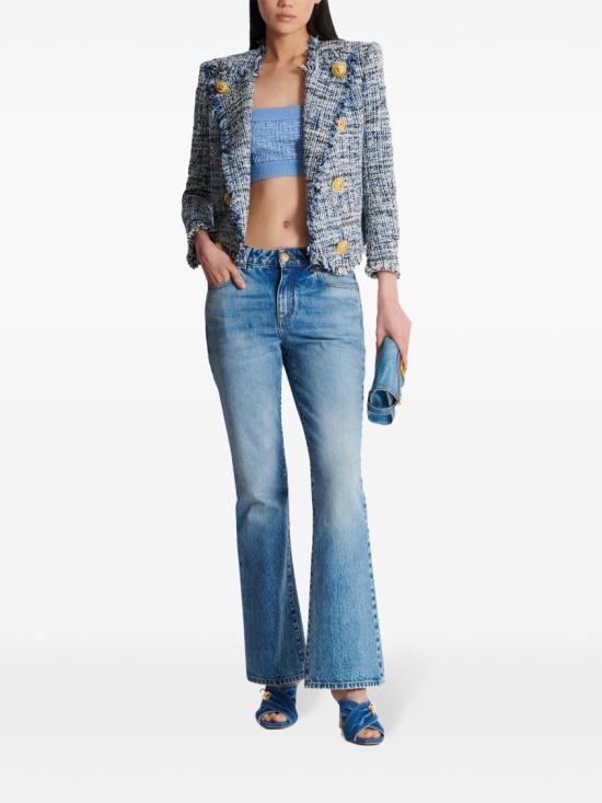  발망 긴팔 티셔츠 EF1AA025 KI02 Blue - BALMAIN