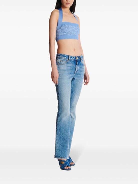  발망 긴팔 티셔츠 EF1AA025 KI02 Blue - BALMAIN