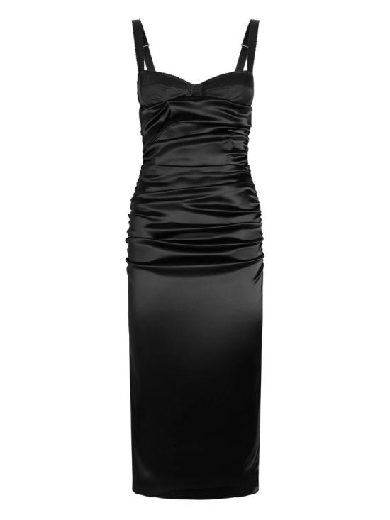  돌체앤가바나 스트레치 새틴 드레스 F6TVPT FURAD Black