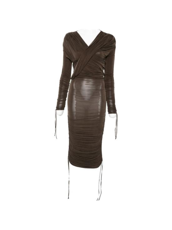 26SS 발망 미디 원피스 GF0R9424JJ77 8DV Brown