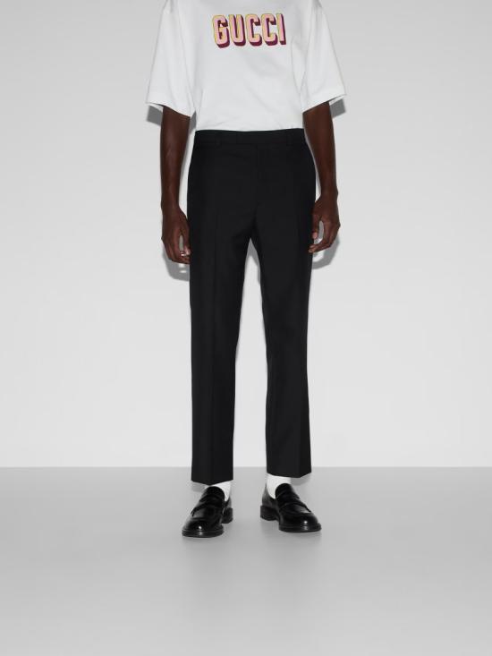  구찌 울 블렌드 트윌 트라우저 791156 ZAMII Black - GUCCI