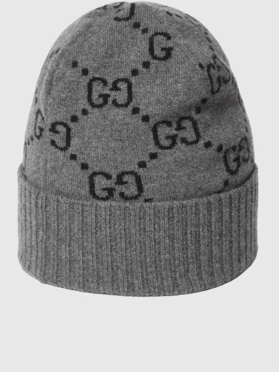  구찌 GG 캐시미어 자카드 비니 811392 4GABX Grey - GUCCI