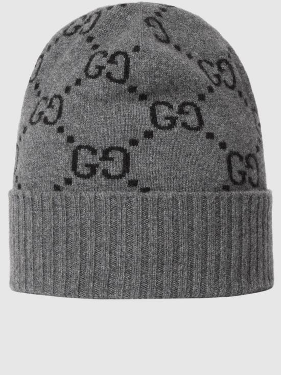  구찌 GG 캐시미어 자카드 비니 811392 4GABX Grey - GUCCI