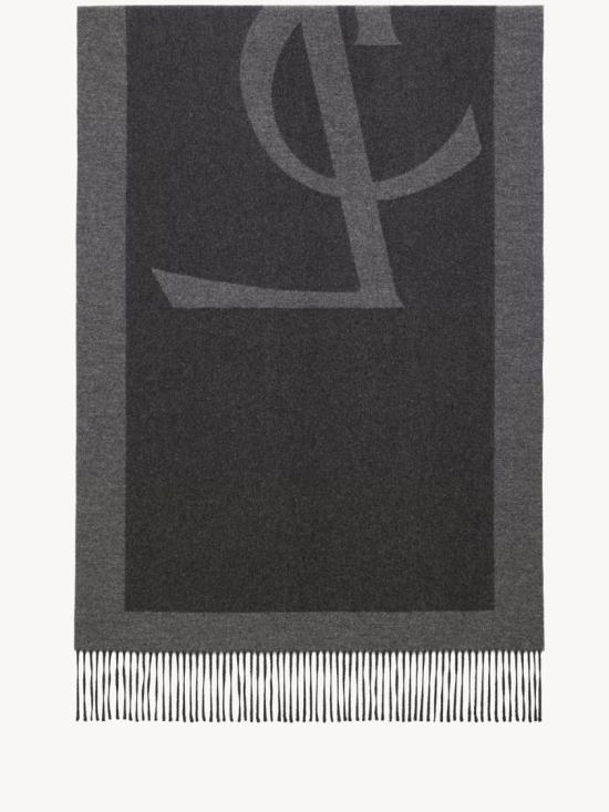 생로랑 실크 자카드 캐시미어 스카프 794861 3Y009 Grey - SAINT LAURENT