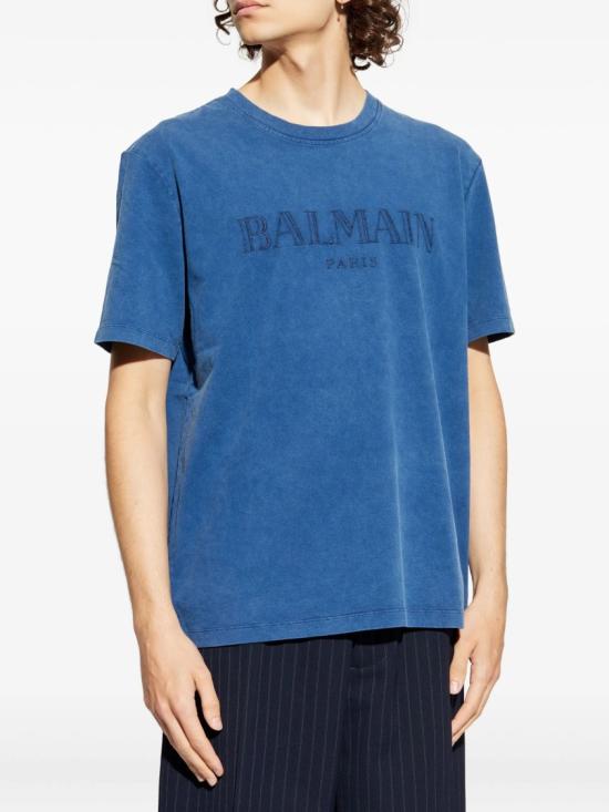 25FW 발망 반팔 티셔츠 FH1EG000 BC72 Blue - BALMAIN