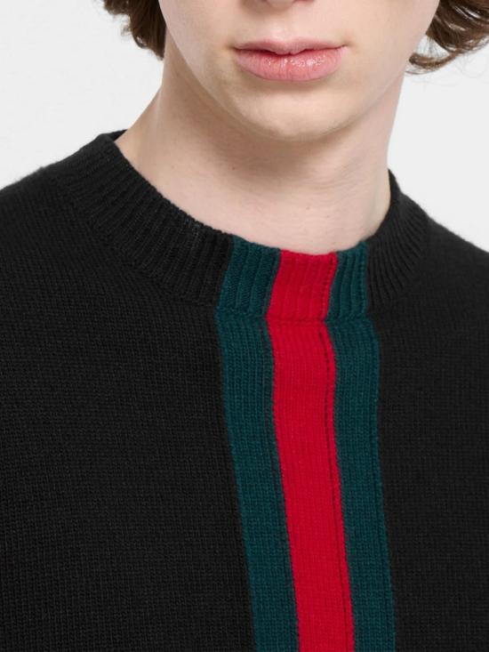26SS 구찌 웹 파인 니트 울 스웨터 862532 XKFG6 Black - GUCCI