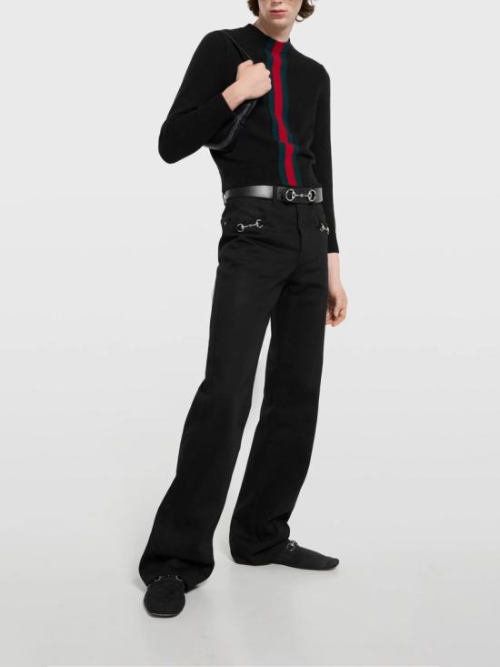 26SS 구찌 웹 파인 니트 울 스웨터 862532 XKFG6 Black - GUCCI
