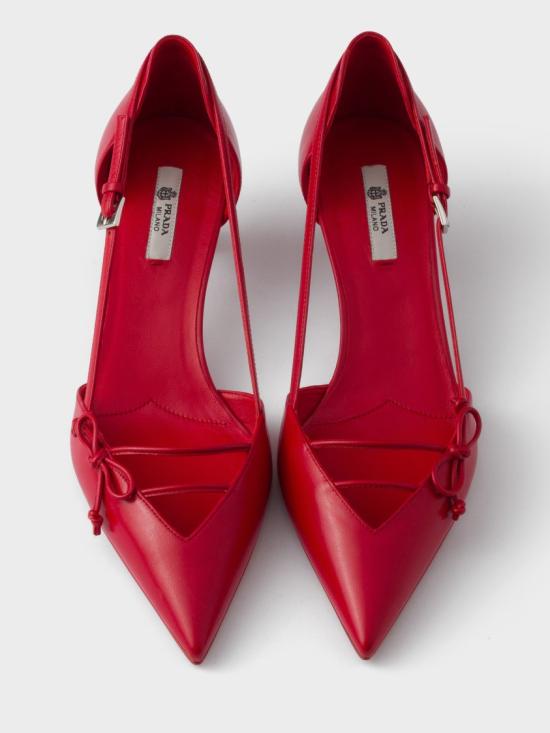 26SS 프라다 오픈 사이드 레더 펌프스 1I442O 011 Red - PRADA