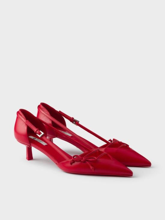 26SS 프라다 오픈 사이드 레더 펌프스 1I442O 011 Red - PRADA