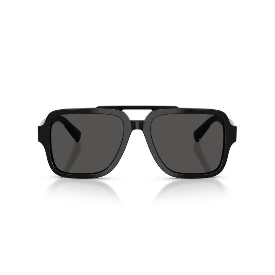 26SS 돌체앤가바나 선글라스 금색 장식이 있는 사각형 블랙 아세테이트 - DOLCE & GABBANA