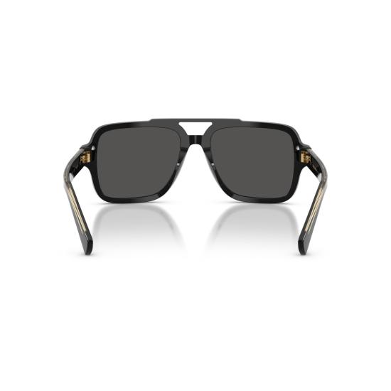26SS 돌체앤가바나 선글라스 금색 장식이 있는 사각형 블랙 아세테이트 - DOLCE & GABBANA