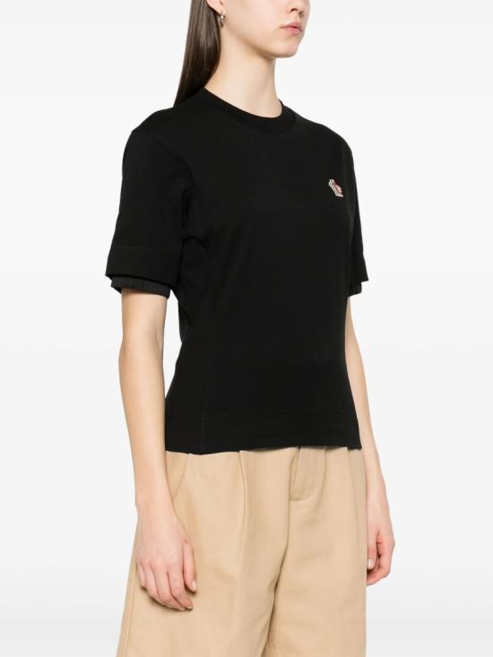 26SS 몽클레어 로고 패치 코튼 블렌드 티셔츠 8C00009 89AW1 Black - MONCLER