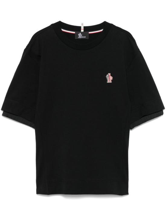 26SS 몽클레어 로고 패치 코튼 블렌드 티셔츠 8C00009 89AW1 Black