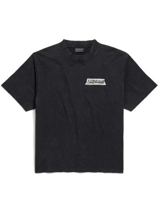 26SS 발렌시아가 마스킹 테이프 티셔츠 850990 TTVL6 Black