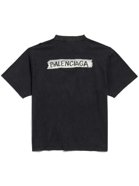 26SS 발렌시아가 마스킹 테이프 티셔츠 850990 TTVL6 Black - BALENCIAGA