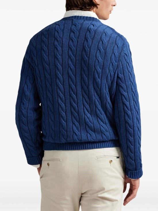 26SS 폴로 랄프로렌 로고 자수 케이블 니트 스웨터 710 775885 Blue - POLO RALPH LAUREN
