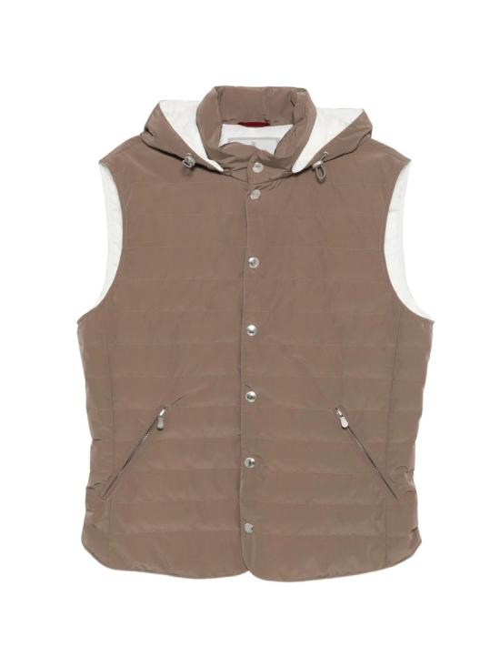 26SS 브루넬로 쿠치넬리 디테쳐블 후드 멤브레인 나일론 다운 베스트 MM4791696 Brown