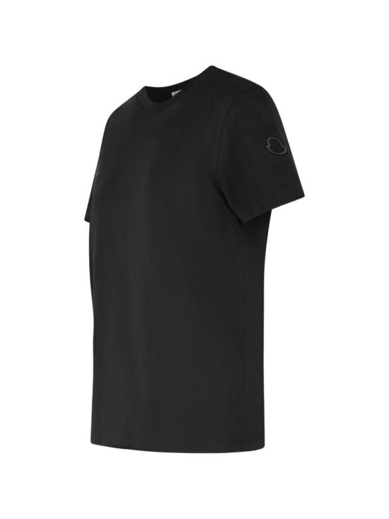 26SS 몽클레어 자수 로고 코튼 티셔츠 8C00029 89AUO Black - MONCLER