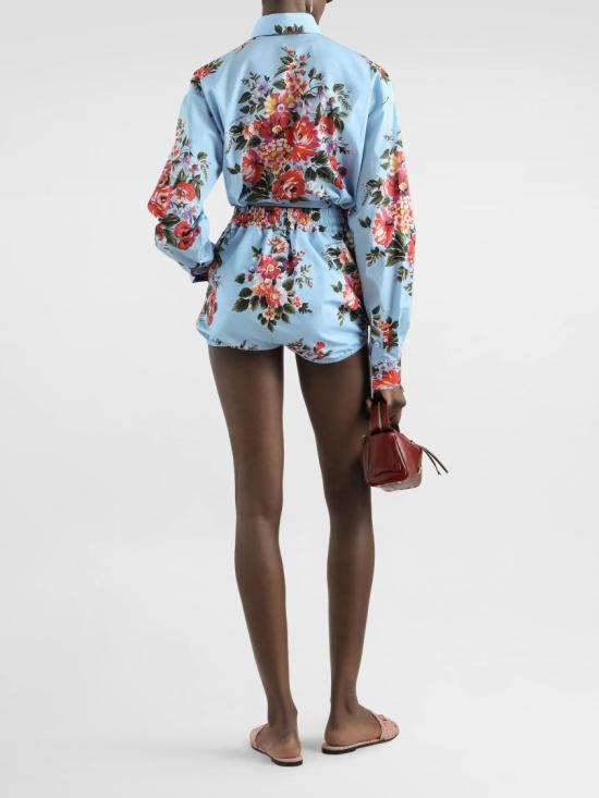26SS 돌체앤가바나 플라워 부케 프린트 코튼 셔츠 F5T76T HS5UU Blue - DOLCE & GABBANA