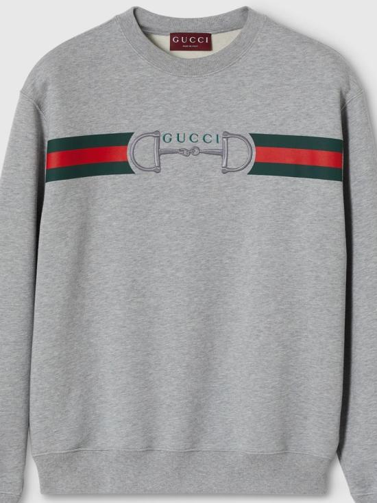 26SS 구찌 프린트 디테일 코튼 저지 스웨트셔츠 848737 XJHOK Grey - GUCCI