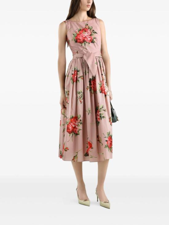 26SS 돌체앤가바나 로즈 부케 프린트 코튼 드레스 F612PT HS5UT Pink - DOLCE & GABBANA