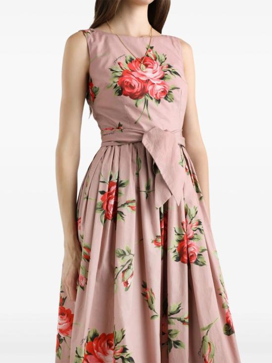 26SS 돌체앤가바나 로즈 부케 프린트 코튼 드레스 F612PT HS5UT Pink - DOLCE & GABBANA