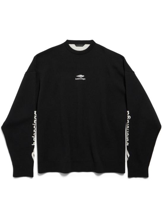 26SS 발렌시아가 3B 스포츠 아이콘 스키 크루넥 857094 T1769 Black