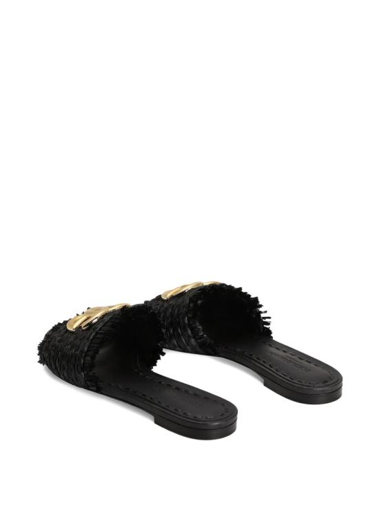 26SS 돌체앤가바나 라피아 브레이드 슬리퍼 CQ0646 AN217 Black - DOLCE & GABBANA
