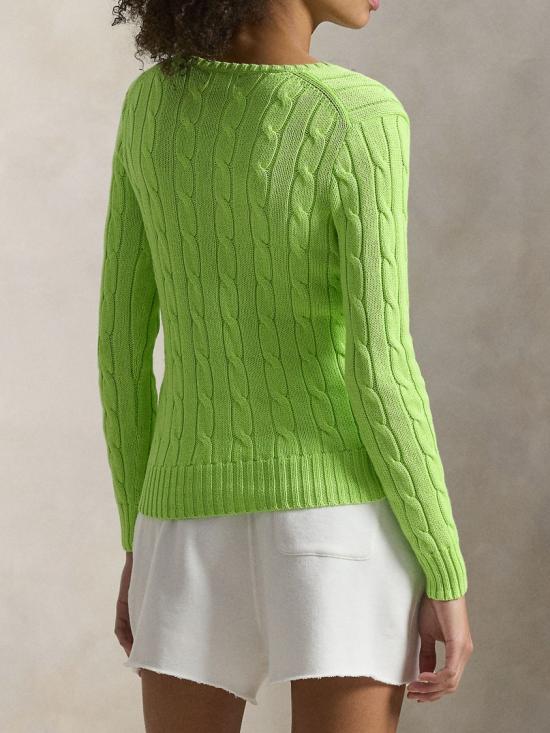 26SS 폴로 랄프로렌 포니로고 피마 코튼 케이블 니트 V넥 스웨터 211 971870 Green - POLO RALPH LAUREN