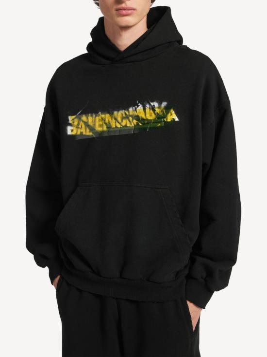 26SS 발렌시아가 후드 티셔츠 871956 TUVI9 Black - BALENCIAGA
