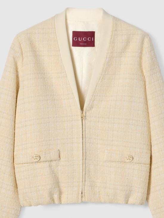 26SS 구찌 체크 코튼 트위드 재킷 851888 ZAUB6 Neutrals - GUCCI