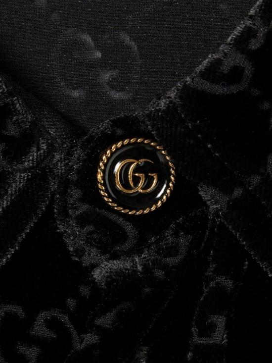 26SS 구찌 스트레치 GG 벨벳 데보레 셔츠 860674 ZAUS4 Black - GUCCI