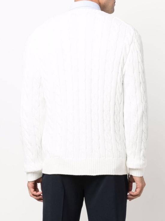  폴로 랄프로렌 로고 자수 케이블 니트 스웨터 710 775885 White - POLO RALPH LAUREN