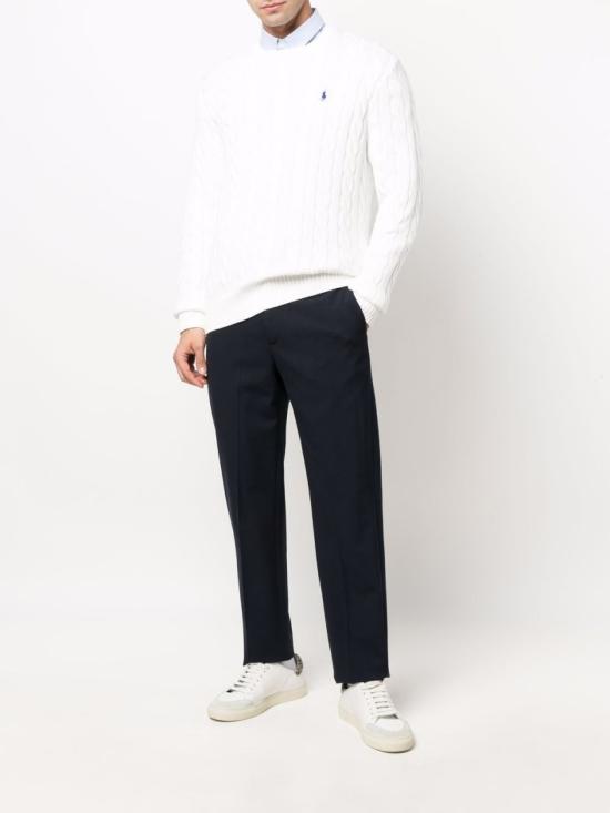  폴로 랄프로렌 로고 자수 케이블 니트 스웨터 710 775885 White - POLO RALPH LAUREN