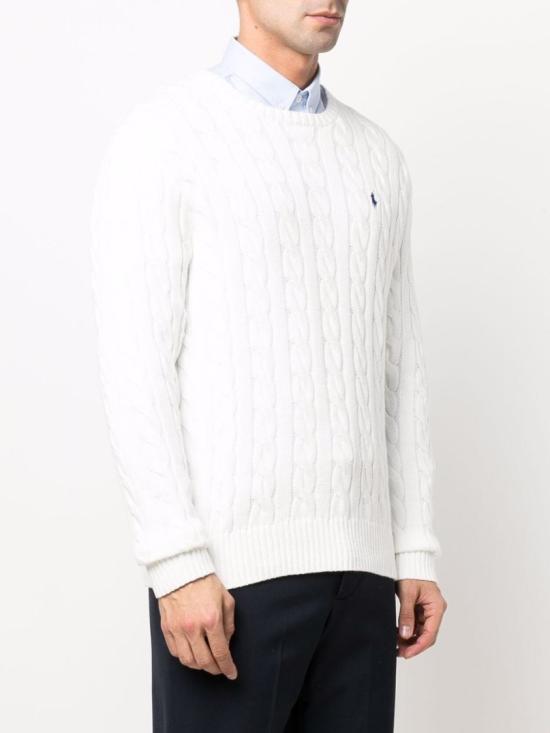  폴로 랄프로렌 로고 자수 케이블 니트 스웨터 710 775885 White - POLO RALPH LAUREN