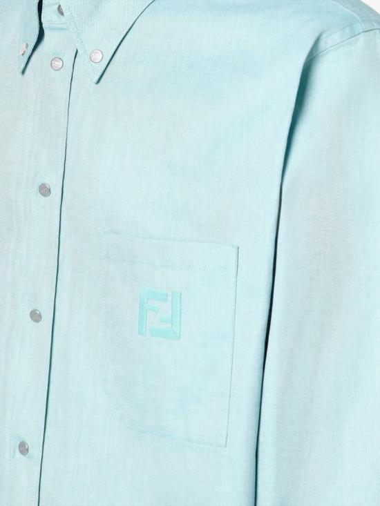 26SS 펜디 옥스포드 코튼 셔츠 FS1296 AVZD Blue - FENDI