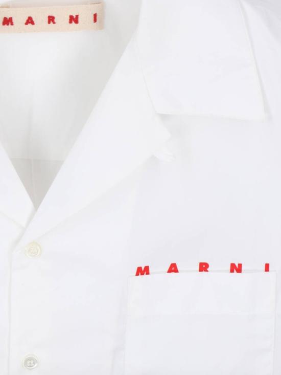  마르니 반팔 셔츠 크리스프 화이트 셔츠 (뾰족한 칼라) - MARNI