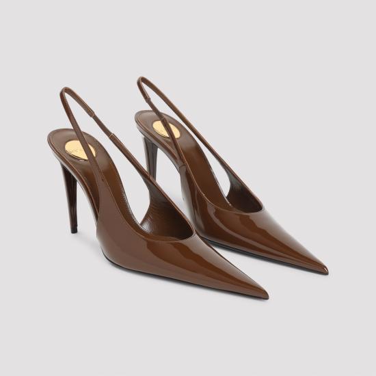 26FW 생로랑 게르망트 슬링백 펌프스 페이턴트 레더 870505 1TVAN 2528 WOOD - SAINT LAURENT