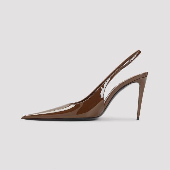 26FW 생로랑 게르망트 슬링백 펌프스 페이턴트 레더 870505 1TVAN 2528 WOOD - SAINT LAURENT
