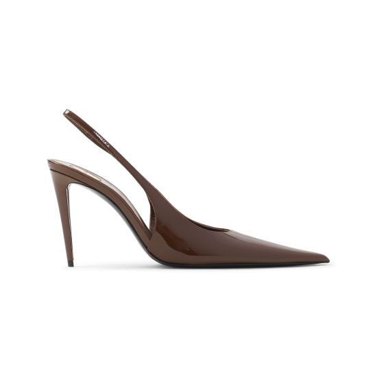 26FW 생로랑 게르망트 슬링백 펌프스 페이턴트 레더 870505 1TVAN 2528 WOOD - SAINT LAURENT
